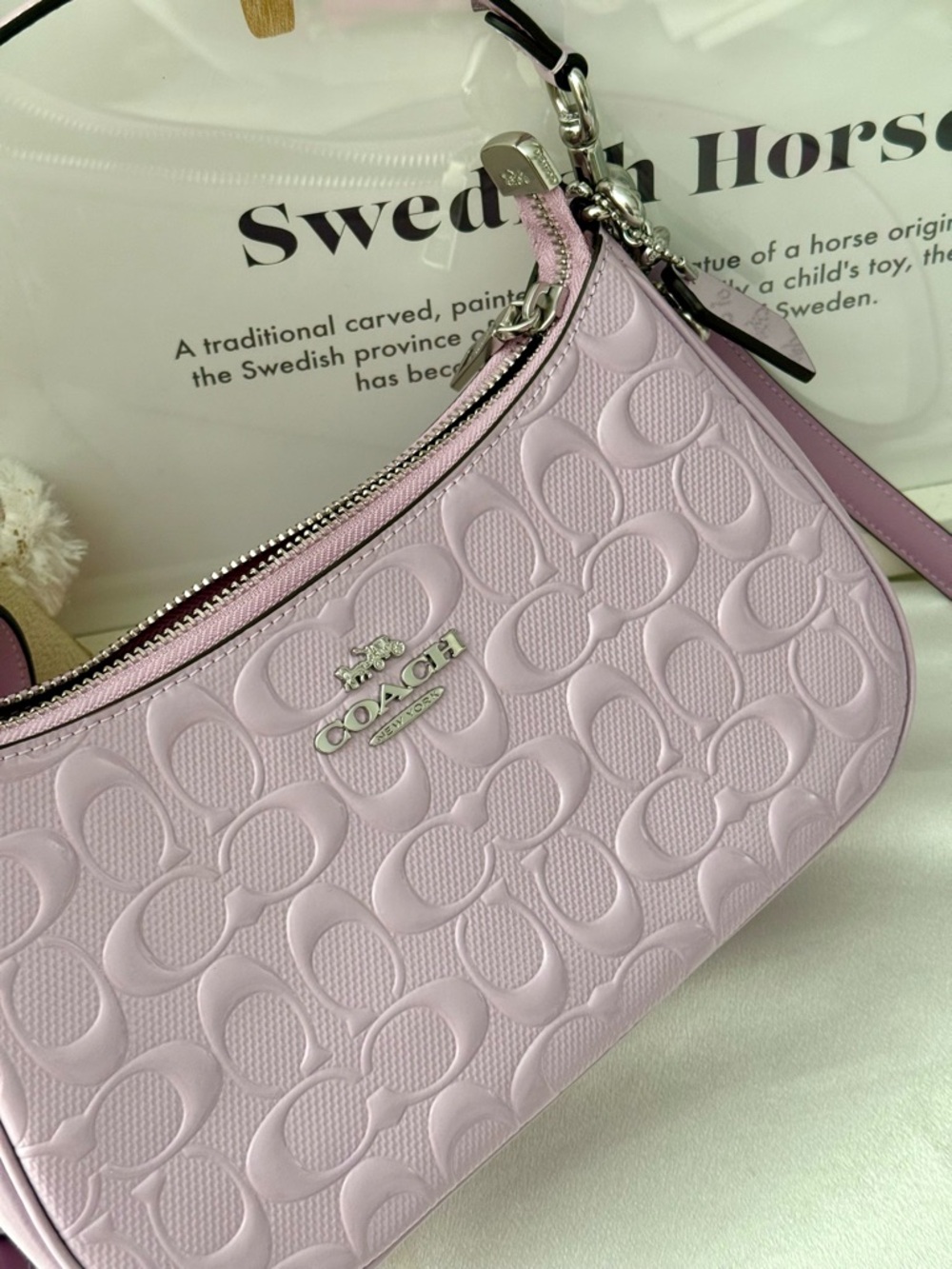 Coach Lilac Signature Embossed Crossbody Bag - Picture 8 of 11